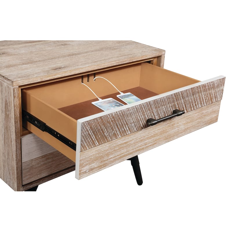 Mid-Century Industrial Design 2-Drawer Nightstand/ Accent Table