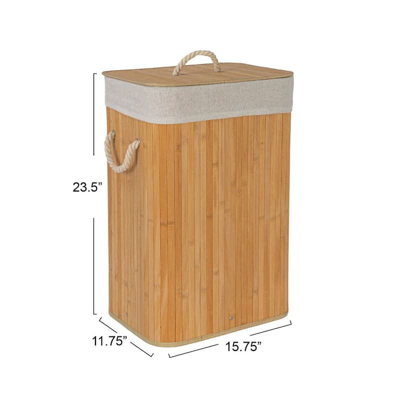 Household Essentials Bamboo Laundry Hamper with Handles and Removable Laundry Bag