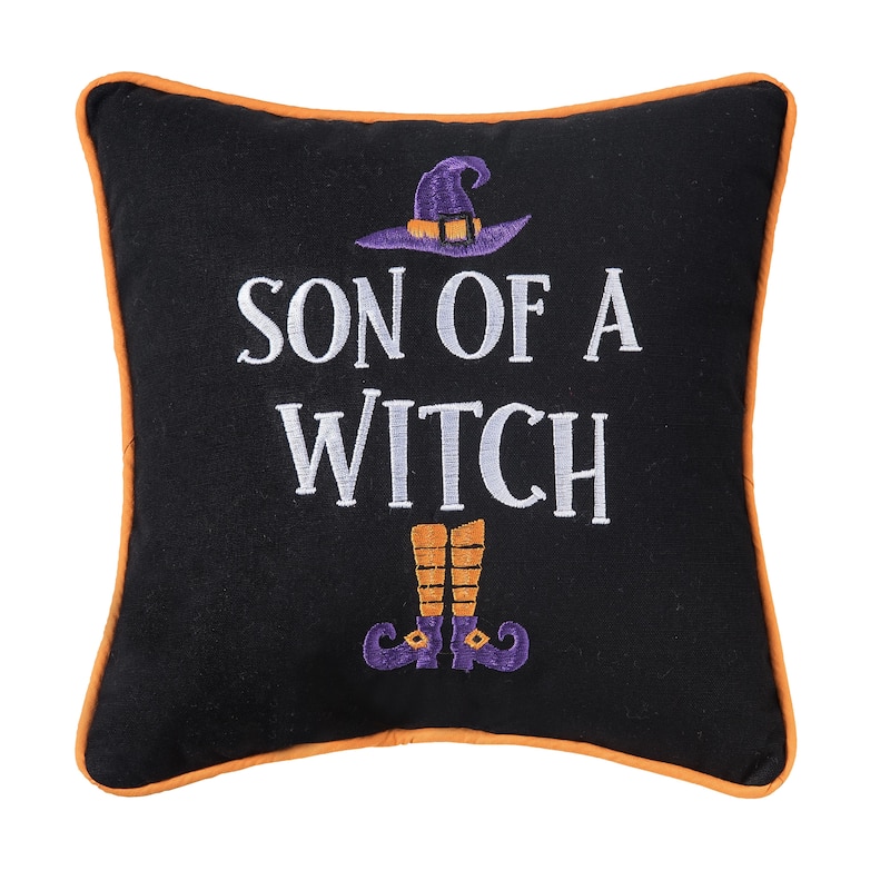10" x 10" Son Of A Witch Halloween Small/Petite Accent Pillow