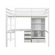 preview thumbnail 17 of 38, Full Size Loft Bed with Bulit-in L-Shaped Desk and Ladder, Wooden High Loft Bedframe with Storage Drawers and Shelves