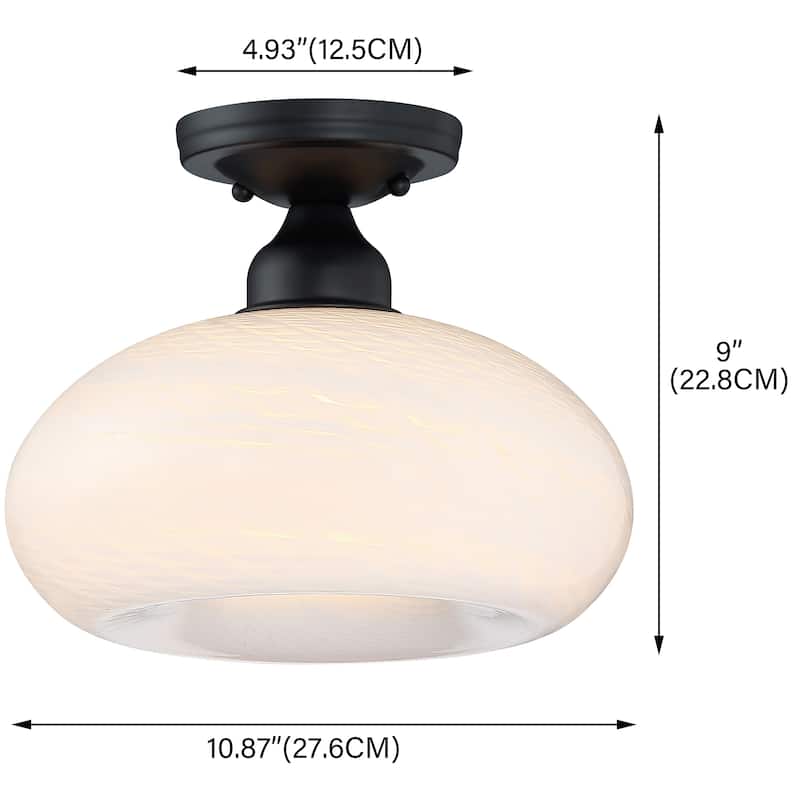 1-Light Metal Flush Mount Light Glass Ceiling Lights