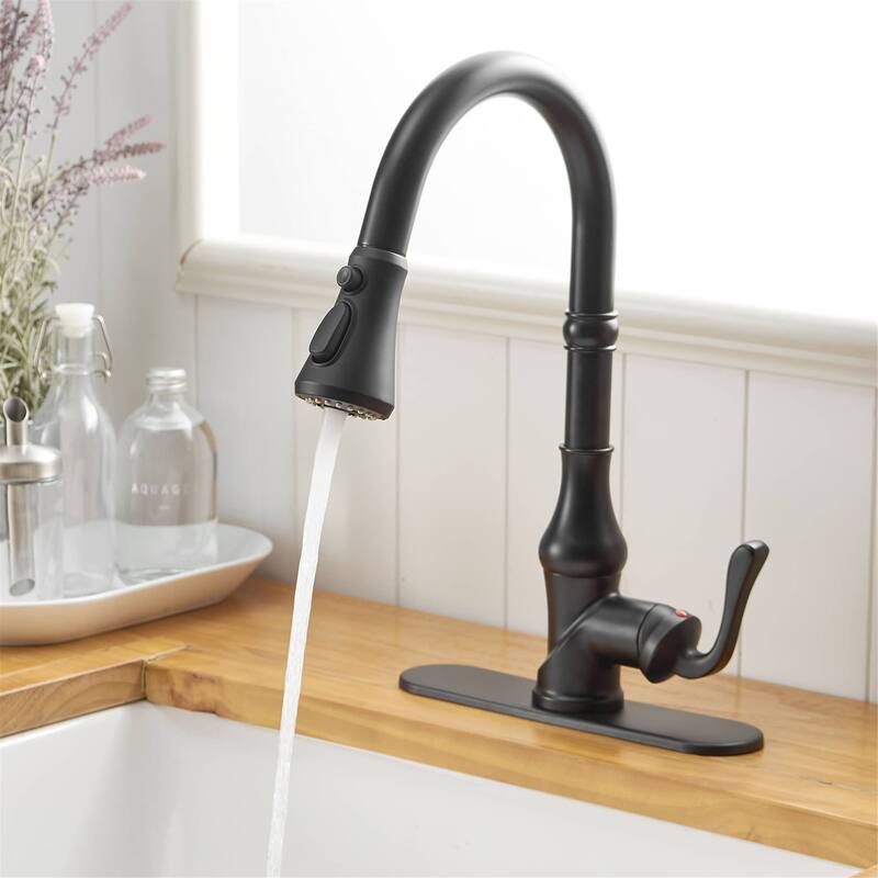 Single Handle Kitchen Faucet With Pull Down Sprayer Modern Kitchen Sink Faucets One Hole Basin Taps With Valve and Deck Plate