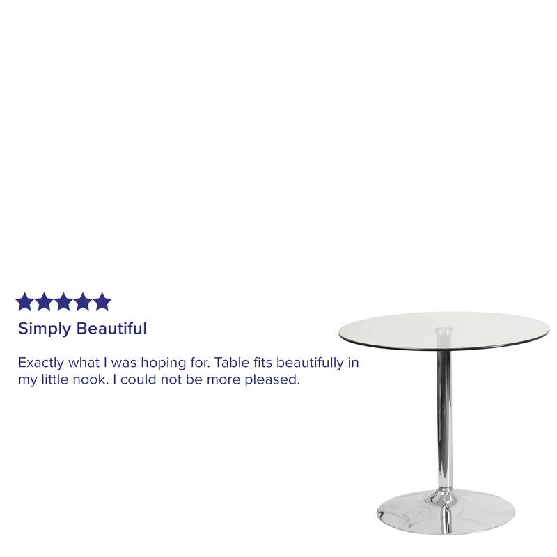 Round Tempered Glass Dining Table with 29''H Metal Base - 31.5"W x 31.5"D x 29"H
