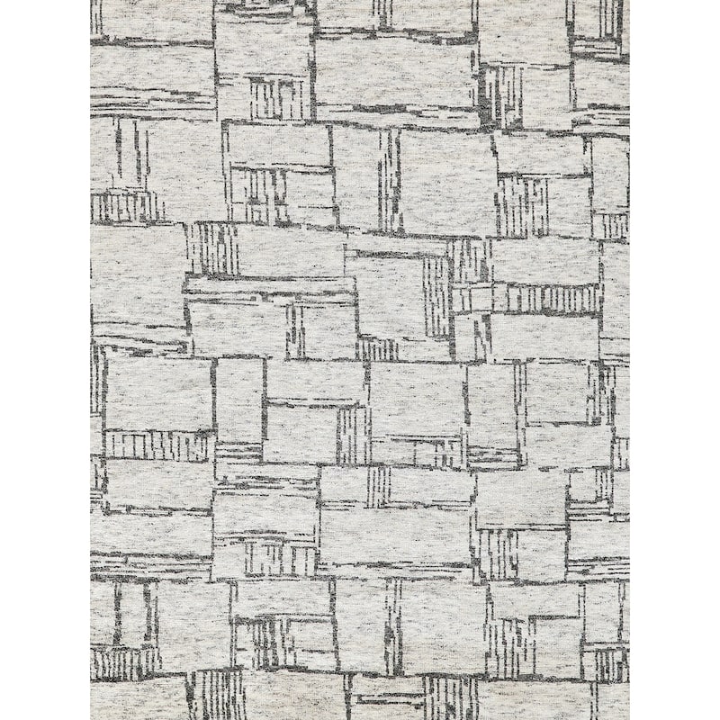 Exquisite Rugs Aldridge Hand-Knotted New Zealand Wool/Bamboo Silk Ivory/Charcoal Area Rug