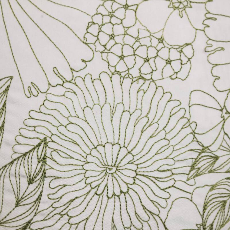 Edie At Home Fine Line Embroidered Floral 18x18 Indoor & Outdoor Decorative Pillow, Lime Green