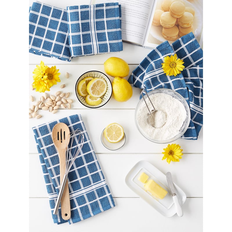 DII Solid Honey Gold Windowpane Terry Dishtowel 4 Piece