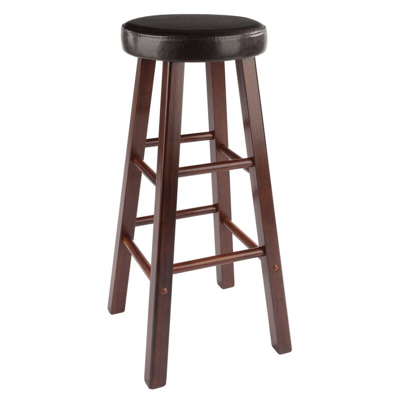 2-Pc Cushion Seat Bar Stool Set, Espresso and Walnut - 13.58 x 13.58 x 30.71 inches