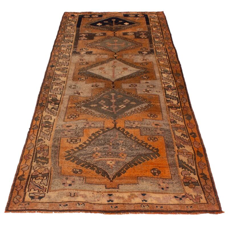 ECARPETGALLERY Hand-knotted Melis Vintage Burnt Orange Wool Rug - 5'0 x 11'11