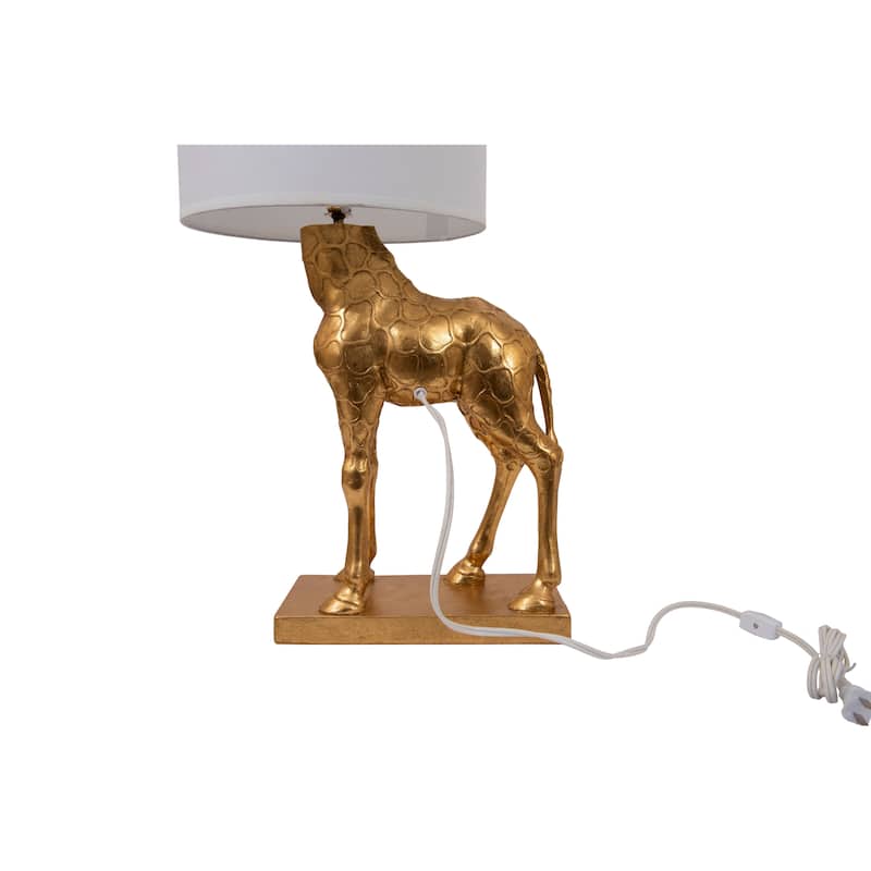 Resin Giraffe Table Lamp with Linen Shade
