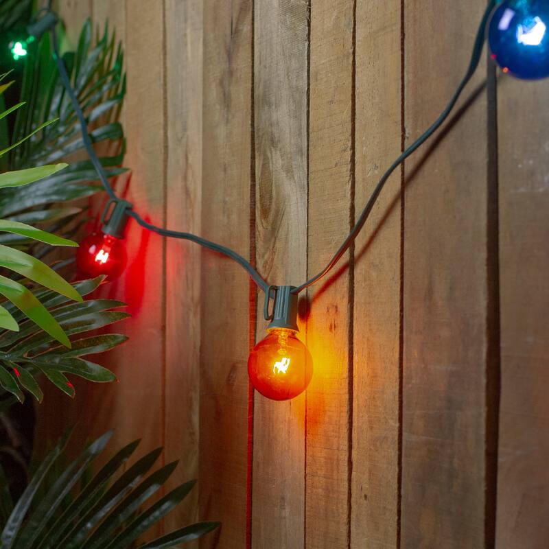 10 Multi-Color Transparent G40 Globe Christmas Lights - 9' Green Wire