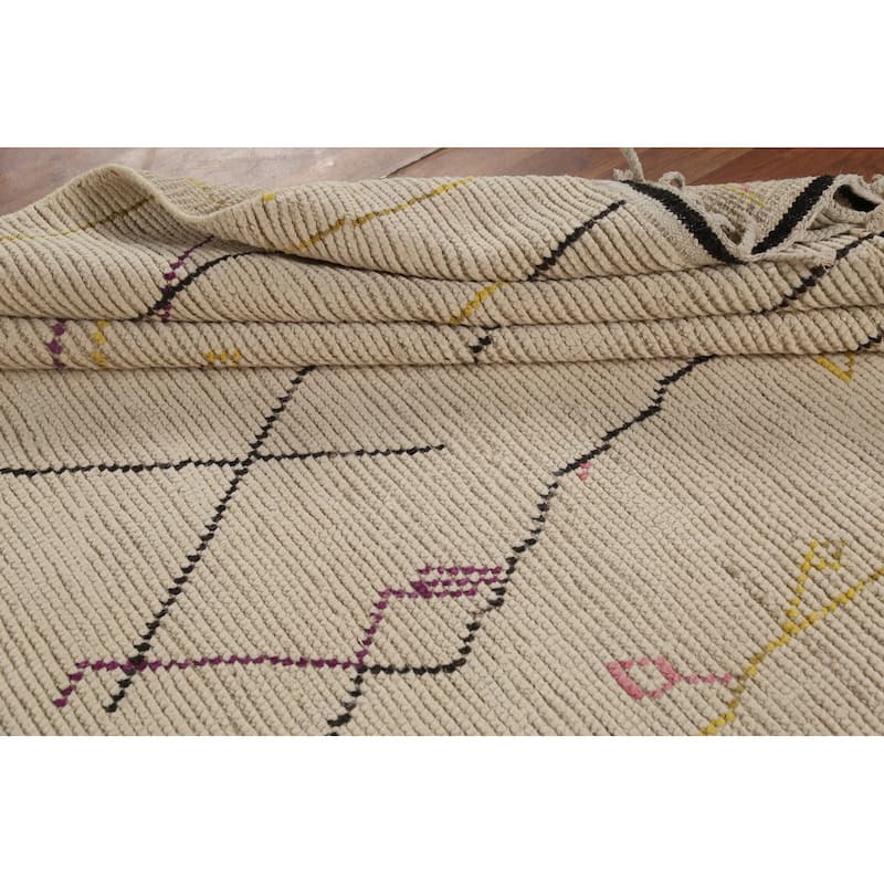 Moroccan Abstract Rug Hand-Knotted Contemporary Wool Carpet - 6'0"x 12'9"