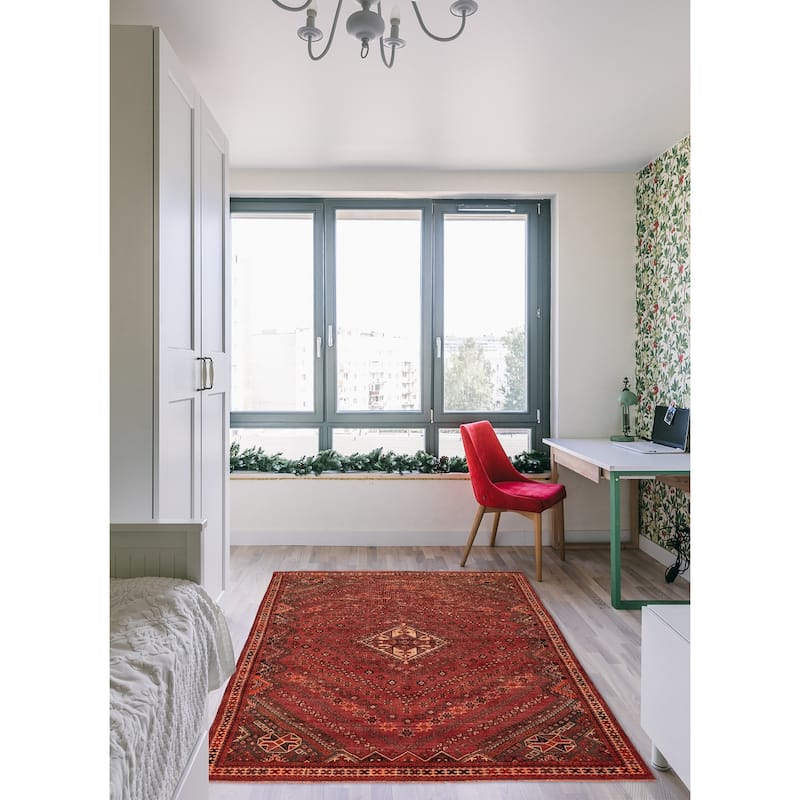 ECARPETGALLERY Hand-knotted Melis Vintage Red Wool Rug - 6'5 x 10'4