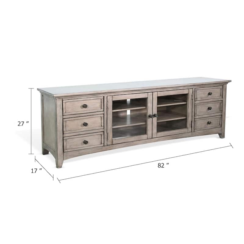 Lesy TV Media Entertainment Console, 82 Inch, 6 Drawers 2 Doors, Gray