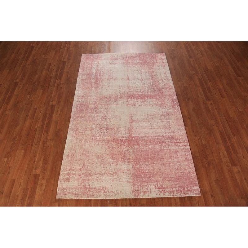 Modern Abstract Indian Area Rug Handmade Wool Carpet - 4'10"x 8'1"