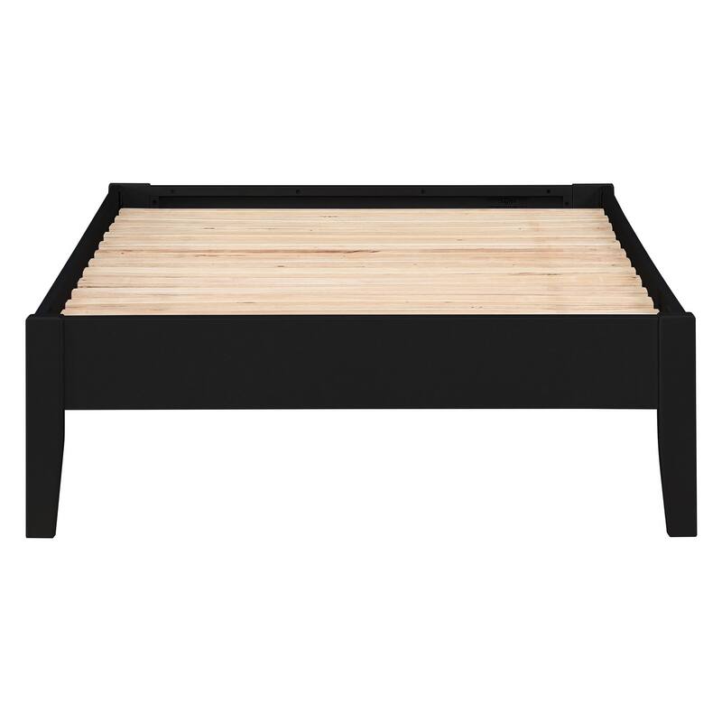 Cavi Modern Low Profile Platform Twin Size Bed, Panel Sides, Slats, Black