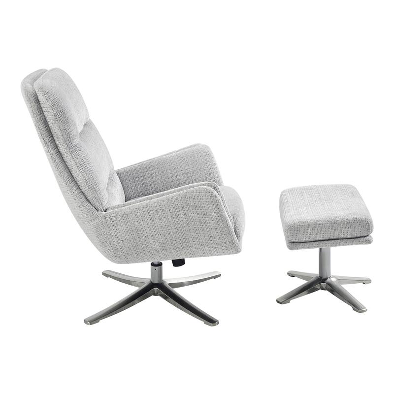 Pax 29" Chenille Swivel Chair with Ottoman - Metal Base