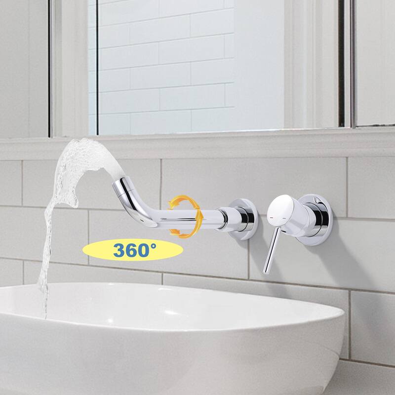 WOWOW Wall Mount Single Handle Bathroom Faucet