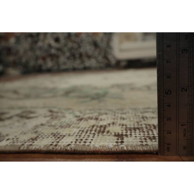 Hand Knotted Oriental 100% Wool Carpet Transitional Floral Beige & Ivories Anatolian Area Rug - 9' 5'' X 5' 9''