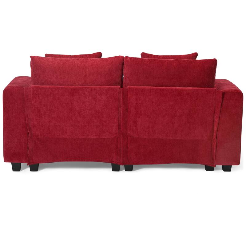 Lucca Chenille Upholstered Modular Loveseat with USB Port