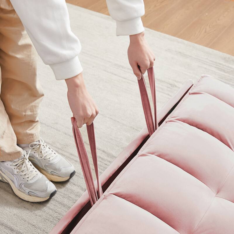 55.2" Velvet 2-in-1 Convertible Sofa Bed with Adjustable Backrest