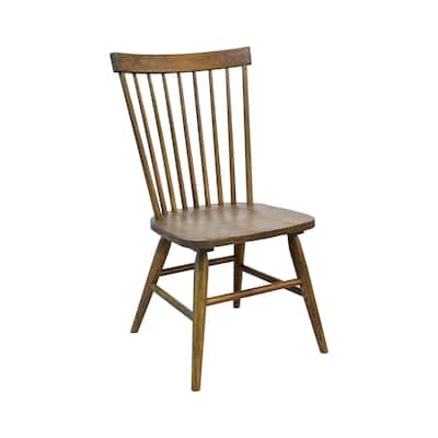 Colonial Solid Oak Spindle Back Side Chair, Weathered Chestnut (Set of 2)