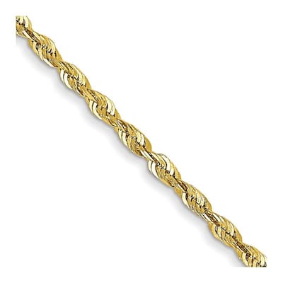 Curata 10k Yellow Gold 1.5mm D/C Extra Light Rope Chain Necklace (Lobster) Options: 16 18 20 24 30