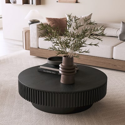 39.37 Inch Round Coffee Table with Storage