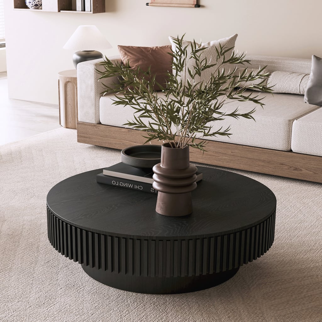 39.37 Inch Round Coffee Table with Storage