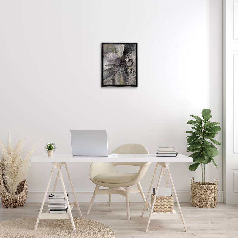 Stupell Grey Abstract Botanical Framed Floater Canvas Wall Art Design by BlursByAI