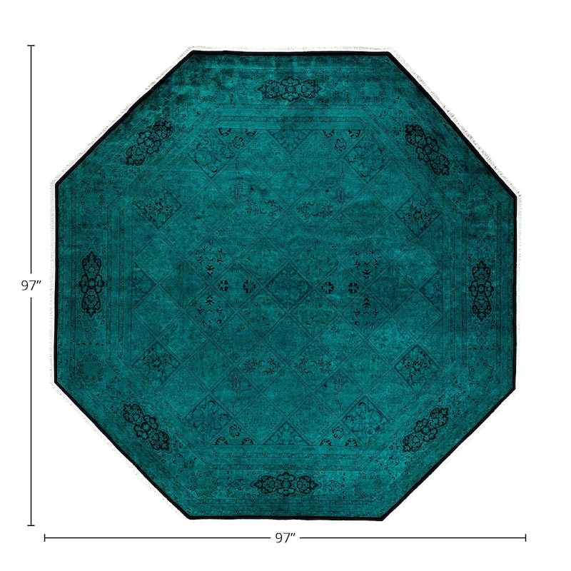 Fine Vibrance, One-of-a-Kind Hand-Knotted Area Rug - Green, 8' 1" x 8' 1" - 8' 1" x 8' 1"