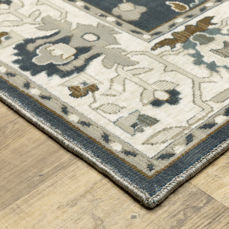 Style Haven Everly Bordered Traditional Blue/ Beige Area Rug