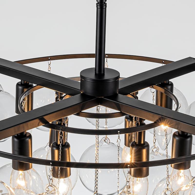 Starsky 8 - Light 23in. Modern Glam Cluster Glass Bubble Chandelier with 28 Clear Glass Globe Bubble