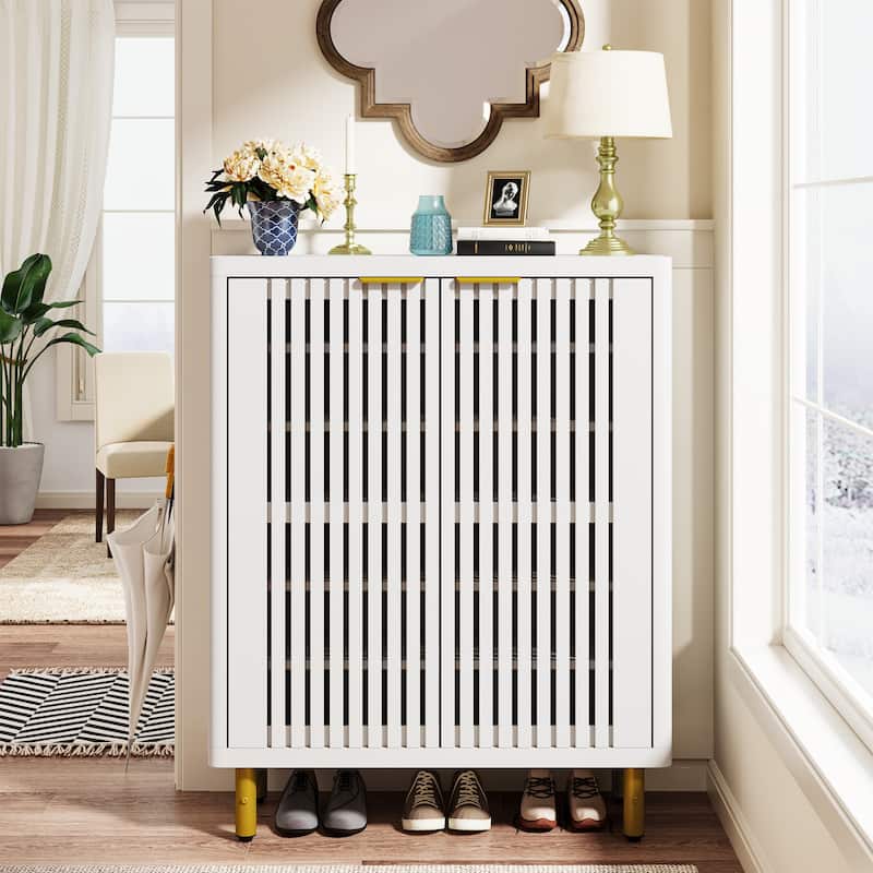 6-Tier Shoe Storage Cabinet with Louvered Doors for Living Room