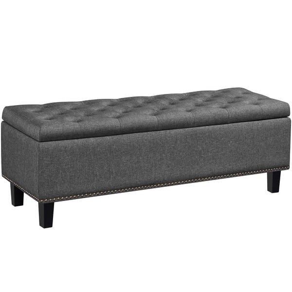 slide 2 of 8, Yaheetech Ottoman with Storage 50-inch Entryway Bench, Dark Gray - 49"x17.3"x17.7"