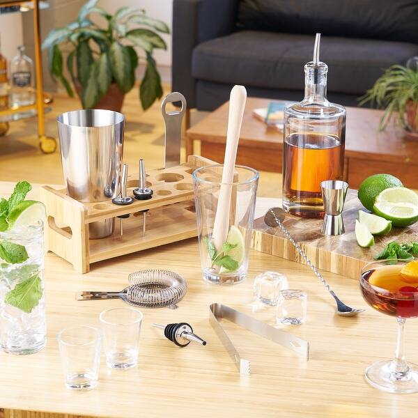 True Barware Set, 14 Piece Bar Kit with Shaker, Mixing Glass, Muddler, Double Jigger & More - Bed Bath & Beyond