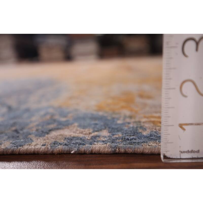 Contemporary Colorful Abstract Area Rug Handmade Wool Carpet - 7'10" X 9'11"
