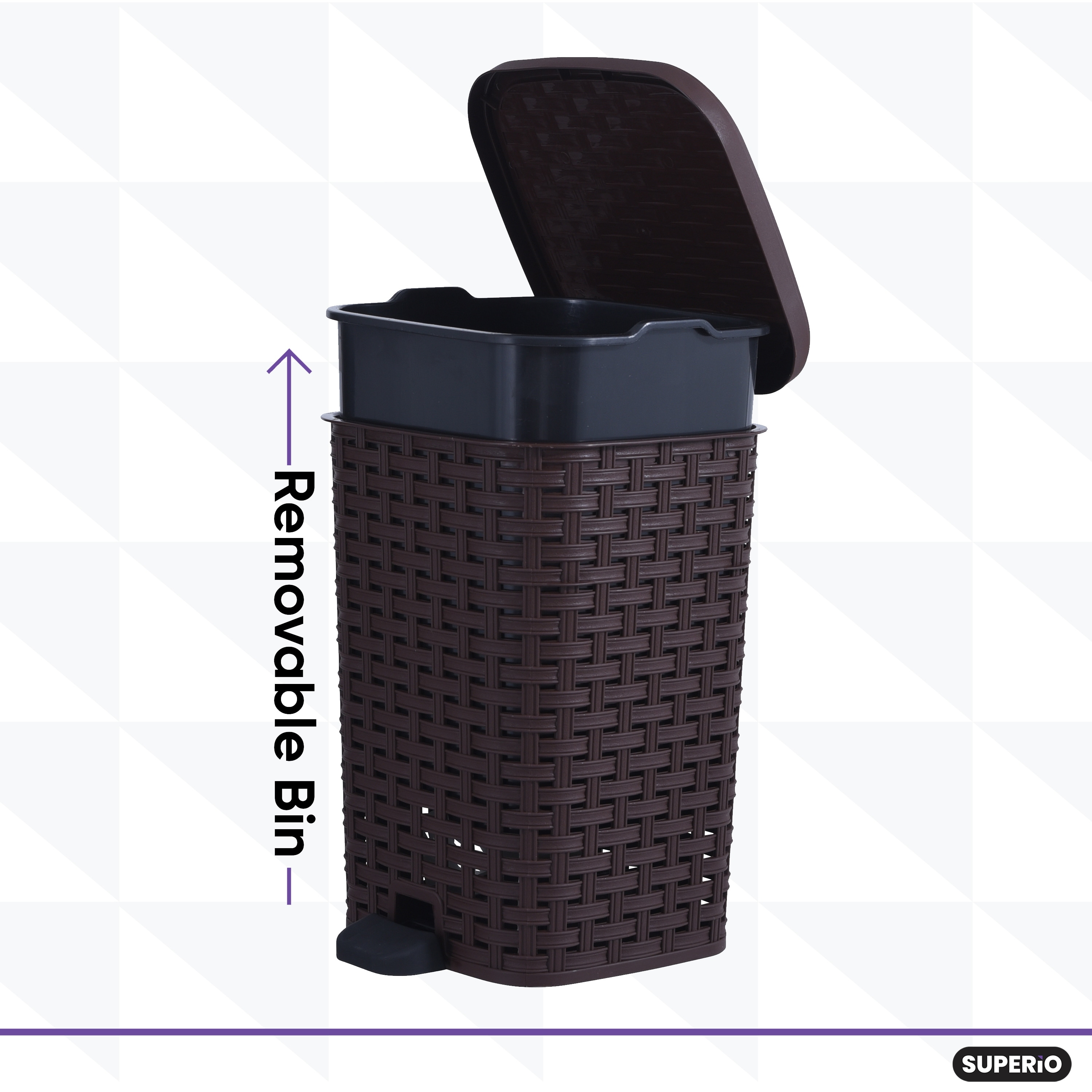 Superio Rattan Step On Trash Can with Removable Liner-image