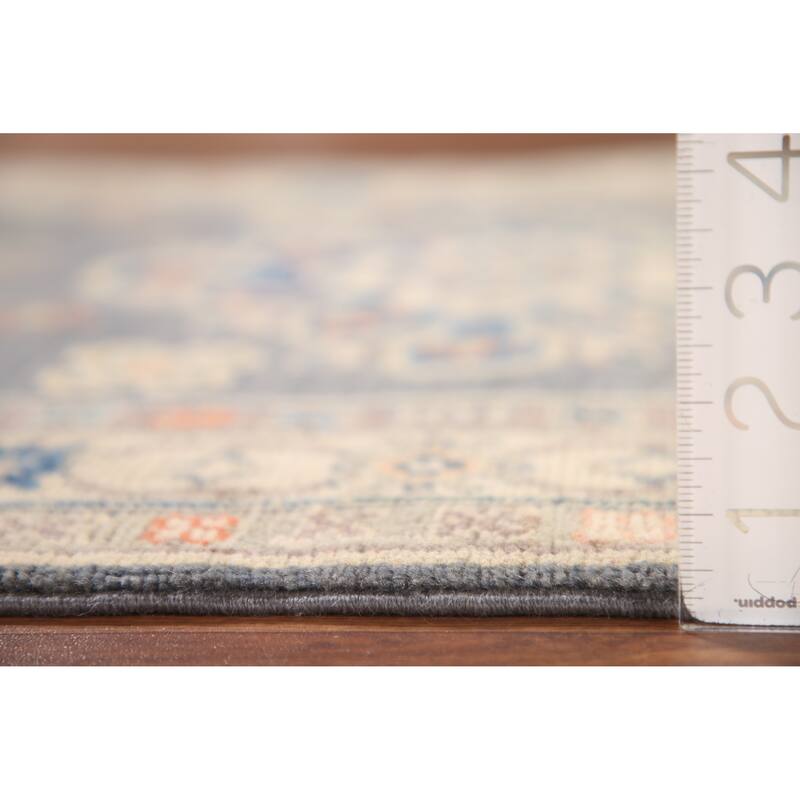 Geometric Gray Kazak Accent Rug Wool Carpet - 2'7" x 4'1"