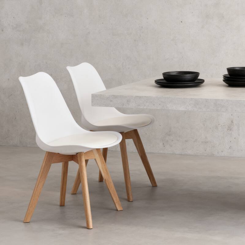 White Dining Chair Simple Kitchen Chair Accent Chair Office Chair Dressing Chair Coffee Chair Lounge Chair with Wood Legs