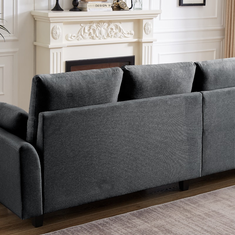 Modern Sectional Sofa Couch L Shaped With Chaise Storage Ottoman and Side Bags For Living Room