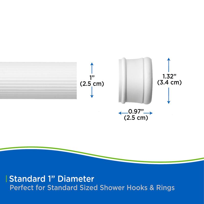 Kenney Twist & Fit No Tools Spring Tension Shower Curtain Rod, 42-72"