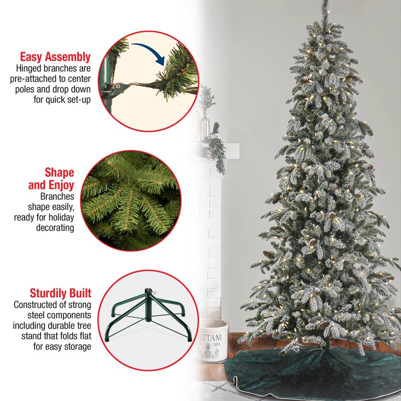 National Tree Company 7.5 ft. Pre-Lit Snowy Vintin Fir Tree with LED Lights - 7.5 Foot