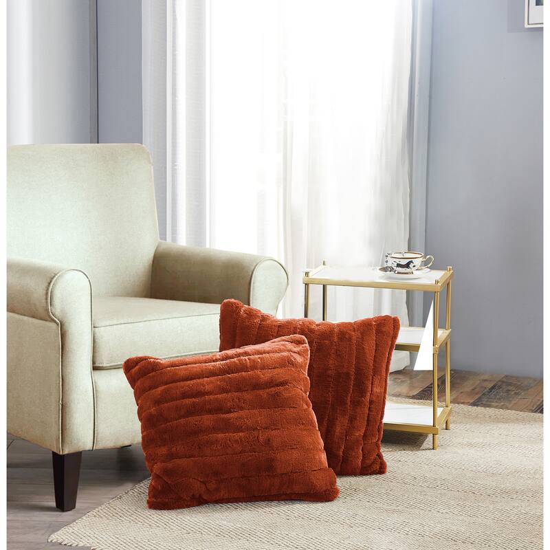 Serenta SuperMink Solid Color Throw Pillow Shell Cushion Cover Set - 26" x 26" - Umber - Set of 2