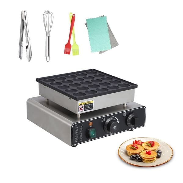 Takywep 25-Cavity Mini Pancake Maker - Electric Dutch Pancake Machine, 1750W, Non-Stick, 110V For Home & Commercial Use