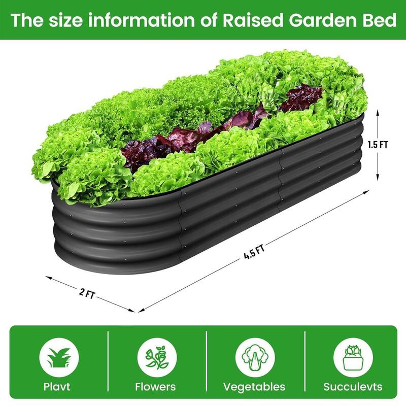 2 Pcs 4.5x2x1.5ft Galvanized Raised Garden Bed, Planter Box for Vegetables, Flowers, Fruits