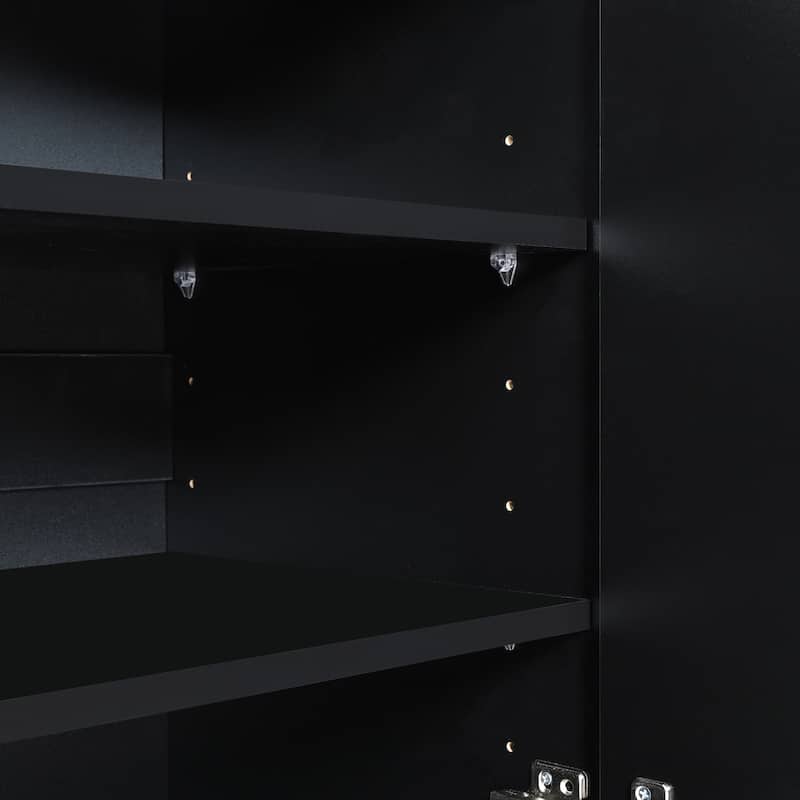 Shoe Cabinet & TV Stand - 62.9" x 31.4",5 Metal Legs,4 Adjustable Shelves,Sideboard with Gold Accent Doors,Fits TVs Up to 70"