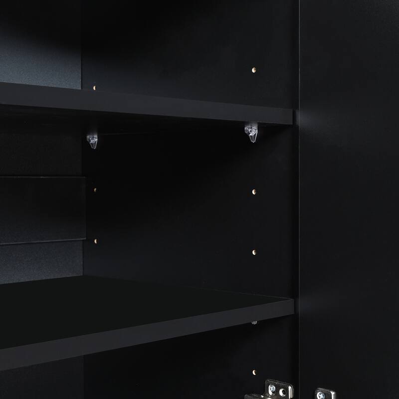 Wood Shoe Cabinet for Entrance, Modern Narrow Cabinet with Gold Metal Legs, Adjustable Shelves, Decorative Hallway Console