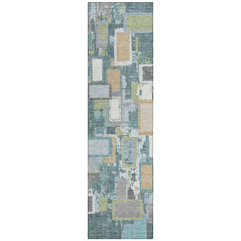 Machine Washable Indoor/ Outdoor Contemporary Geo Chantille Rug