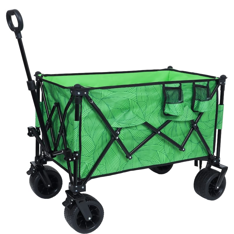 480 lb Folding Wagon Cart with Bonus Picnic Mat & All-Terrain Wheels