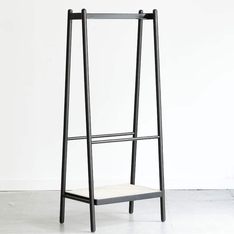 Solid Wood Clothes Rack with Shelves for Hanging Clothes